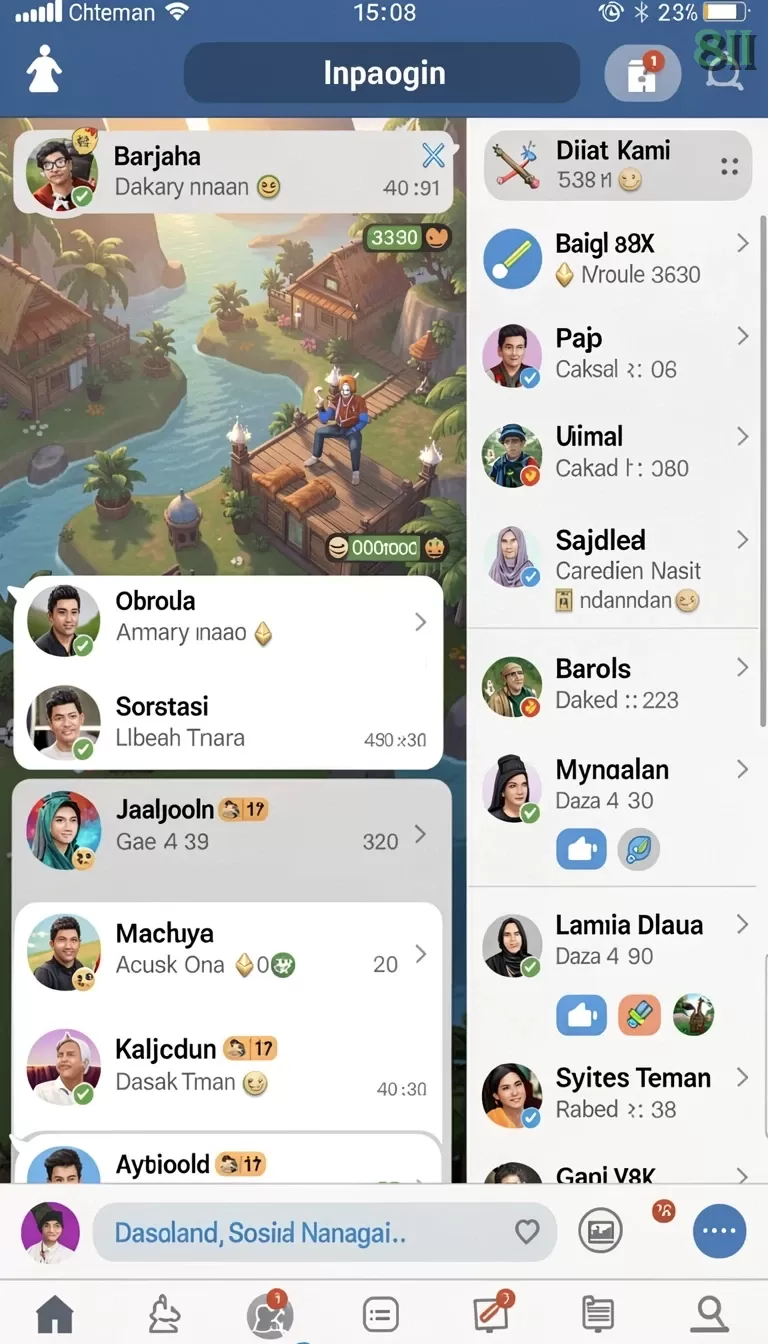 Cuplikan layar MEGA77 — aktivitas